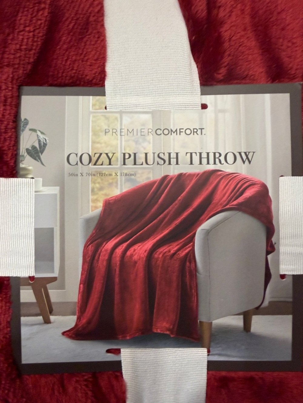 Threshold Deep Red Plush Blanket - Picture 4 of 4